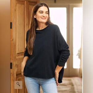 NWOT Frank & Eileen - ANNA Long-Sleeve Capelet - TRIPLE FLEECE  Navy (M)